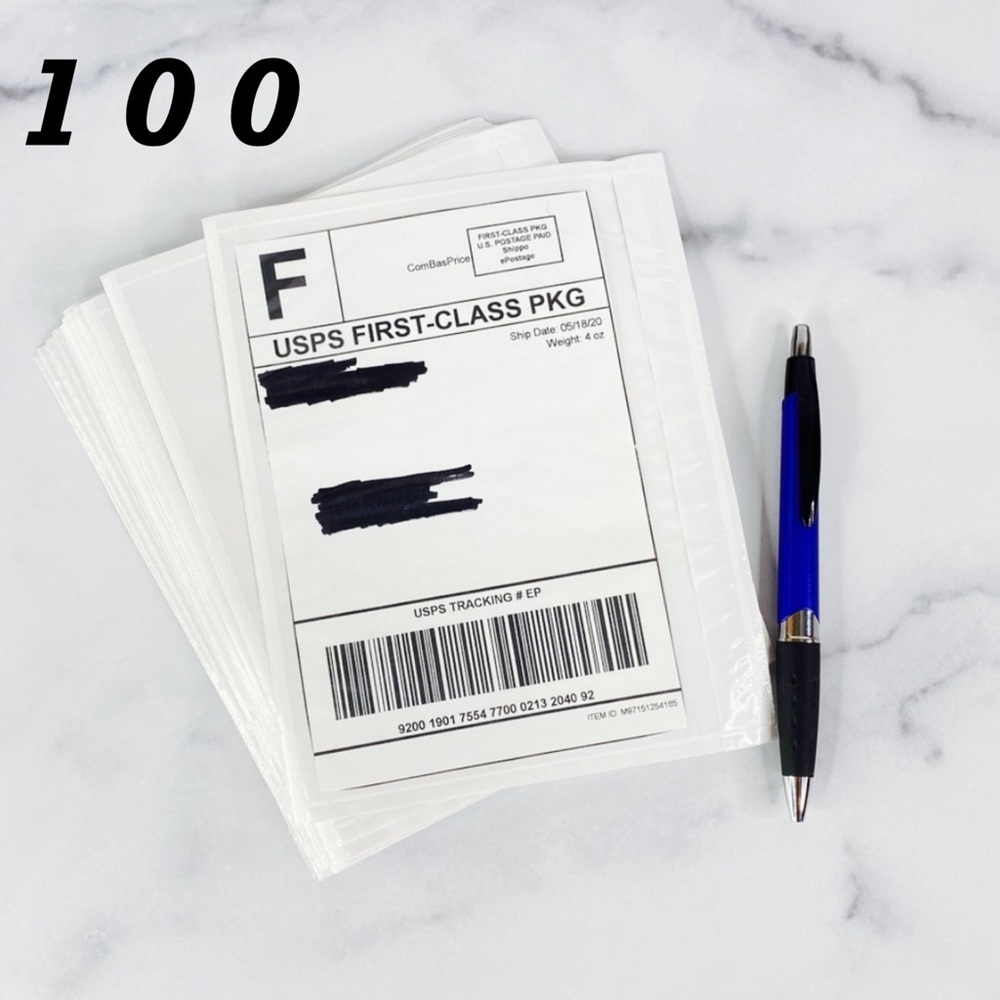 100 (7.5 X 5.5) Clear Postage Invoice Label Pockets PRICE IS FIRM - Picture 8 of 10